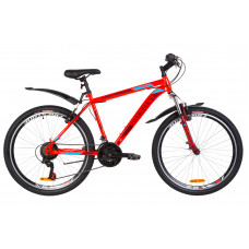 Велосипед 26" Discovery TREK AM 14G DD рама-18" St красный акцент с синим с крылом Pl 2019 (OPS-DIS-26-166)