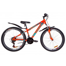 Велосипед 26" Discovery TREK AM 14G DD рама-13" St оранжево-бирюзовый с крылом Pl 2019 (OPS-DIS-26-158)