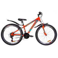 Велосипед 26" Discovery TREK AM 14G Vbr рама-13" St оранжево-бирюзовый с крылом Pl 2019 (OPS-DIS-26-170)